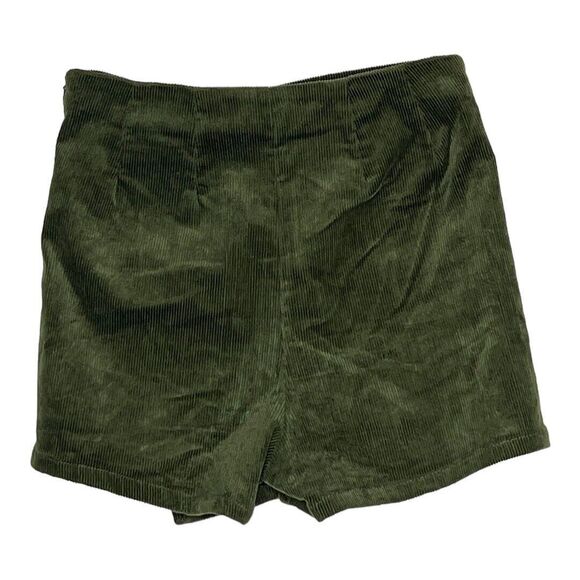 Love Tree Skort Womens Small Olive Green Corduroy Asymmetrical Hem Side Buttons - Picture 2 of 4